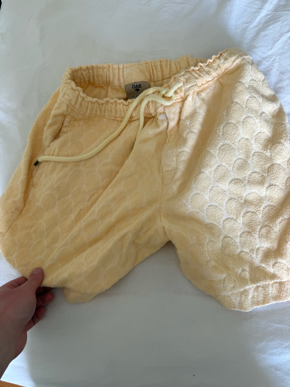 OAS Soft Terry Elastic Waist Shorts - Light Cream